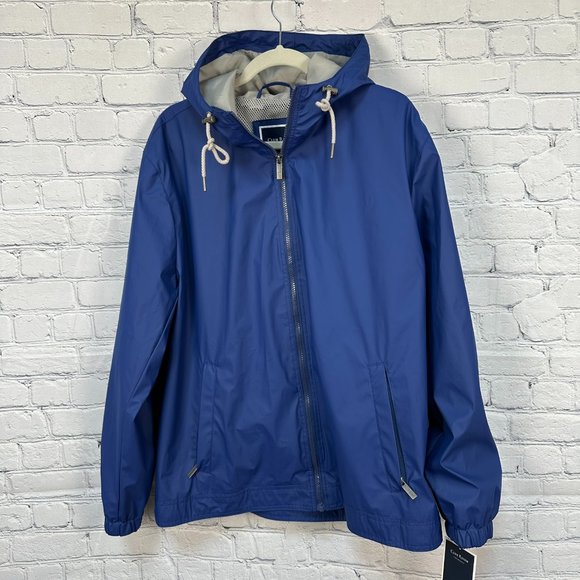 Club Room Men's Zip Up Rain Hoodie Hooded Jacket, Size‎ Large, Navy